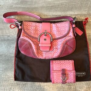 Pink Coach Purse + Matching Pink Coach Wallet